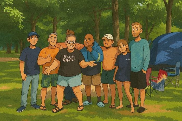 Outdoor group illustrated