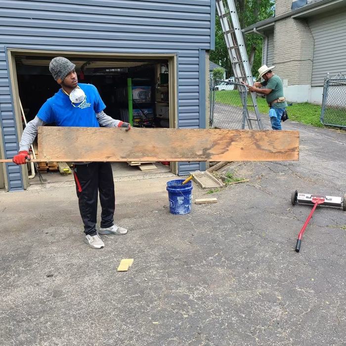 Trainee with salvaged board