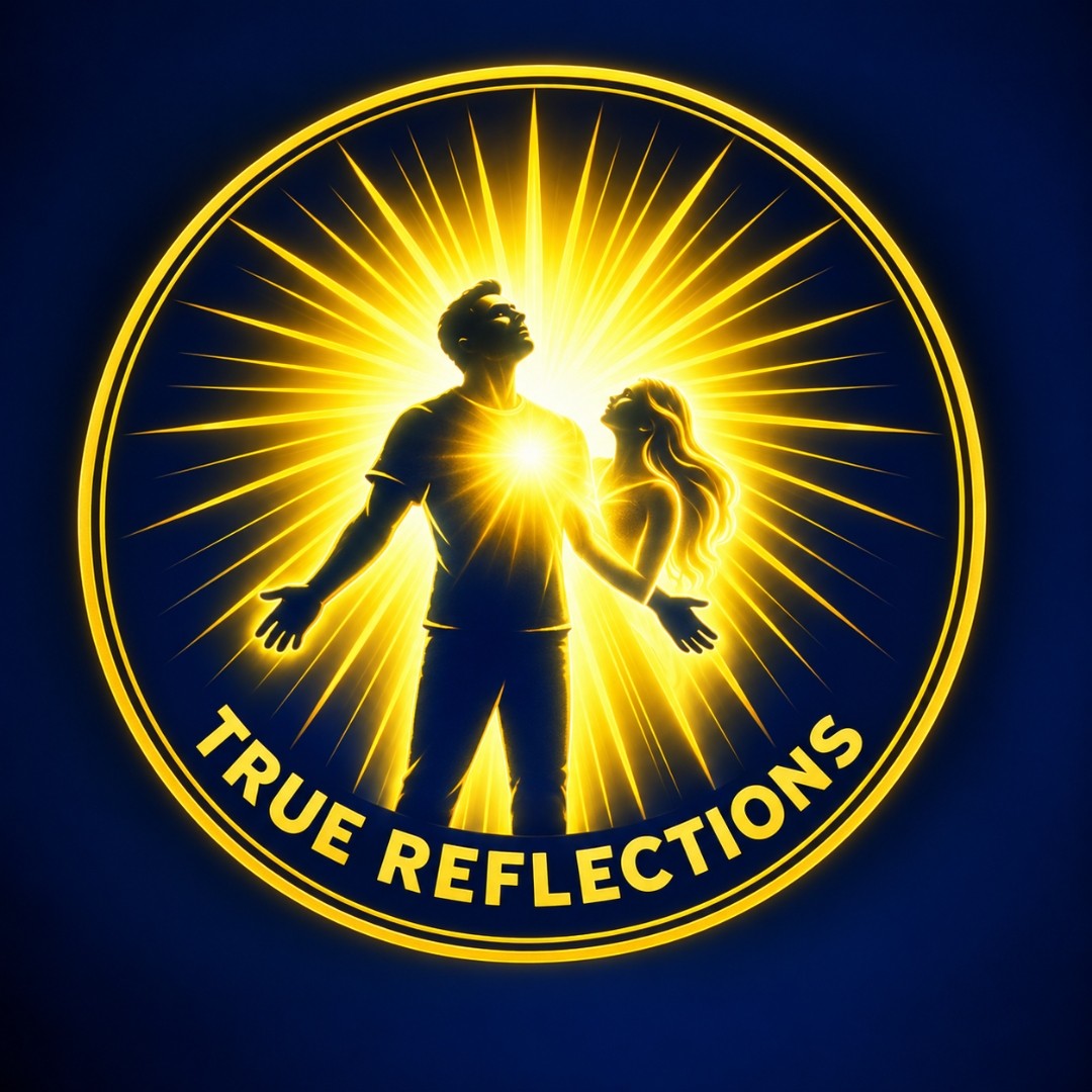 True Reflections seal — two figures rising into the light
